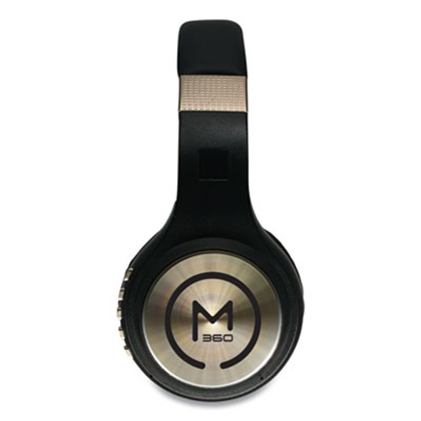 Serenity Stereo Wireless Headphones With Microphone, 3 Ft Cord, Black/Gold