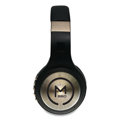 Serenity Stereo Wireless Headphones With Microphone, 3 Ft Cord, Black/Gold