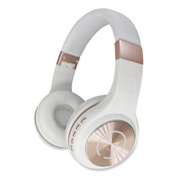 Serenity Stereo Wireless Headphones With Microphone, 3 Ft Cord, White/Rose Gold