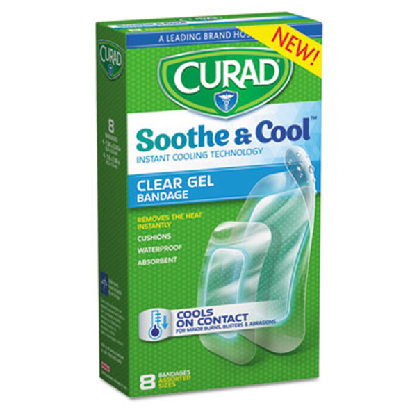 Soothe And Cool Clear Gel Bandages, Assorted, Clear, 8/Box