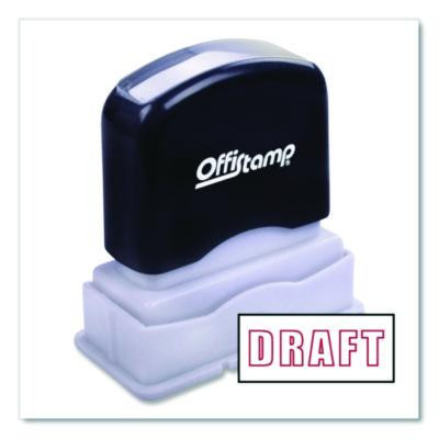 Pre-Inked Message Stamp, Draft, 1.63" X 0.38", Red Ink