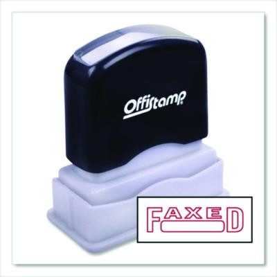Pre-Inked Message Stamp With Blank Date Box, Faxed, 1.63" X 0.38", Red Ink