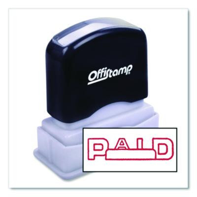 Pre-Inked Message Stamp With Blank Date Box, Paid, 1.63" X 0.38", Red Ink