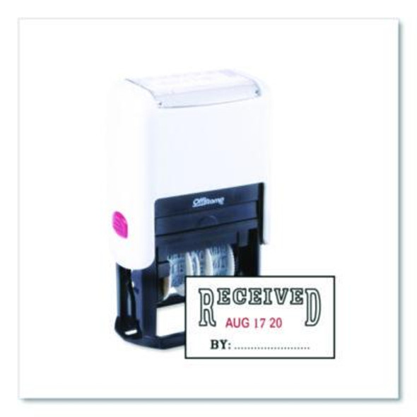 Self-Inking Message Stamp With Blank "By" Line, 12 Years, Received, 1.63" X 0.88", Black/Red Ink