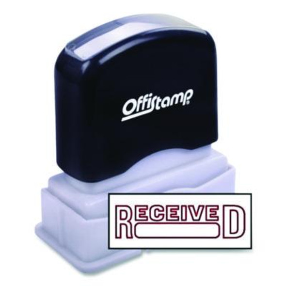 Pre-Inked Message Stamp With Blank Date Box, Received, 1.63" X 0.38", Red Ink