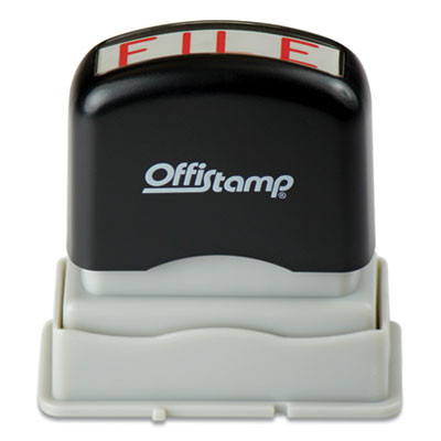 Pre-Inked Message Stamp, File, 1.63" X 0.38", Red Ink