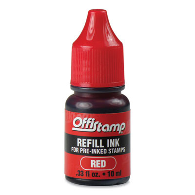 Refill Ink For Pre-Inked Stamps, 0.33 Oz, Red