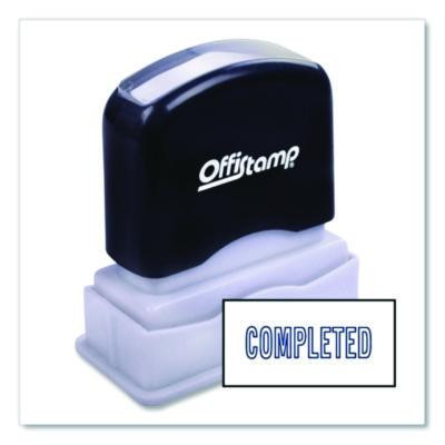 Pre-Inked Message Stamp, Completed, 1.63" X 0.38", Blue Ink