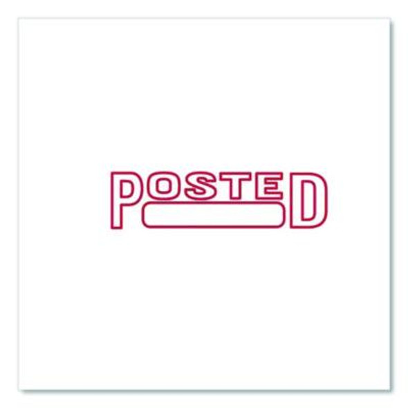 Pre-Inked Message Stamp With Blank Date Box, Posted, 1.63" X 0.38", Red Ink