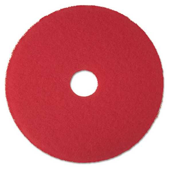 Low-Speed Buffer Floor Pads 5100, 17" Diameter, Red, 5/Carton
