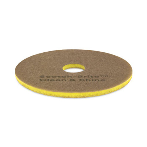 Clean And Shine Pad, 15" Diameter, Brown, 5/Carton