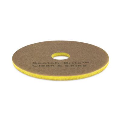 Clean And Shine Pad, 15" Diameter, Brown, 5/Carton