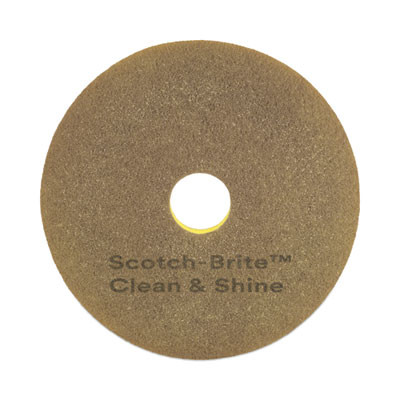 Clean And Shine Pad, 15" Diameter, Brown, 5/Carton