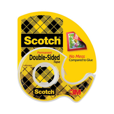 Double-Sided Permanent Tape In Handheld Dispenser, 1" Core, 0.5" X 37.5 Ft, Clear