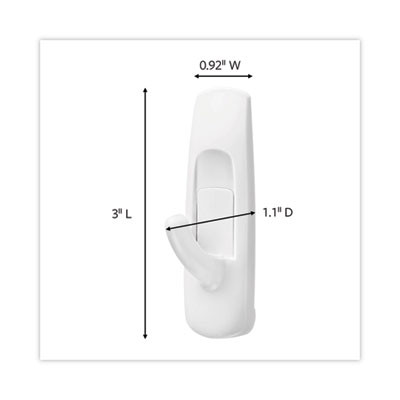 Medium Utility Hooks, Plastic, White, Supports 3 Lb, 37/Pack