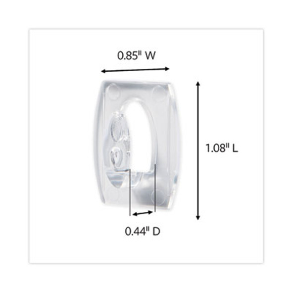 Mini Hooks, Small, Plastic, Clear, 0.5 Lb Capacity,  30 Hooks And 32 Strips/Pack