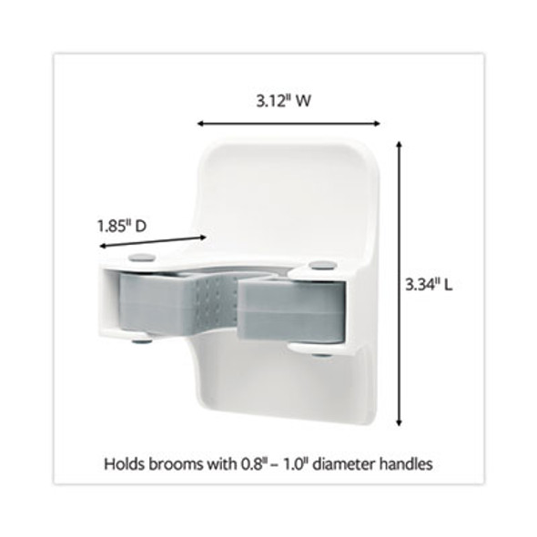 Broom Gripper, 3.12w x 1.85d x 3.34h, White/Gray, 6 Grippers/16 Strips/Pack