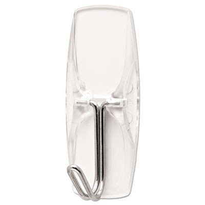 Medium Clear Wire Hooks, Metal Wire, Silver/Clear, Supports 2 Lb, 6/Pack