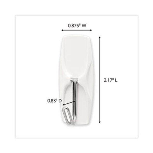 General Purpose Hooks, Medium, Metal, White, 2 Lb Capacity, 35 Hooks And 40 Strips/Pack