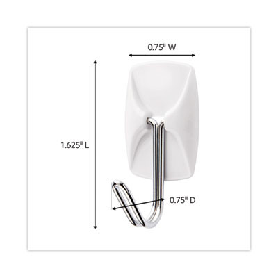 Small Wire Hooks, Small, Plastic/Metal, White, 0.5 Lb Capacity, 22 Hooks And 24 Strips/Pack