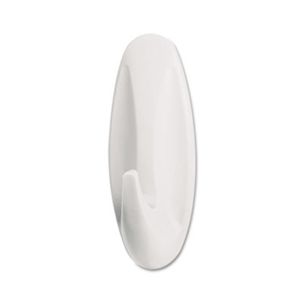 General Purpose Hooks, Large, Plastic, White, 5 Lb Capacity, 1 Hook And 2 Strips/Pack