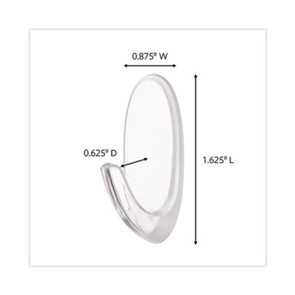 Clear Hooks And Strips, Medium, Plastic, 2 Lb Capacity, 50 Hooks With 50 Adhesive Strips/Carton