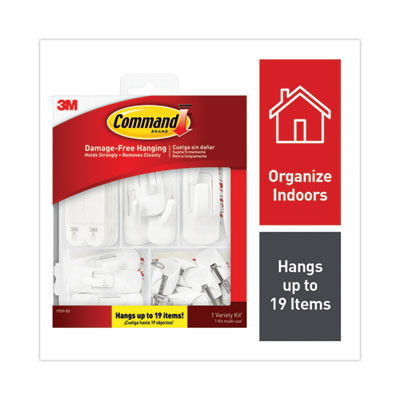 General Purpose Hooks, Variety Pack, Assorted Sizes, Plastic, White, 0.5, 1, 3, 5, 16 Lb Capacities, 54 Pieces/Pack