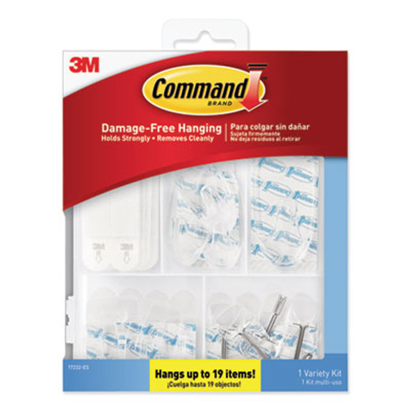 Clear Hooks And Strips, Assorted Sizes, Plastic, 0.05 Lb; 2 Lb; 4-16 Lb Capacities, 16 Picture Strips/15 Hooks/22 Strips/Pack