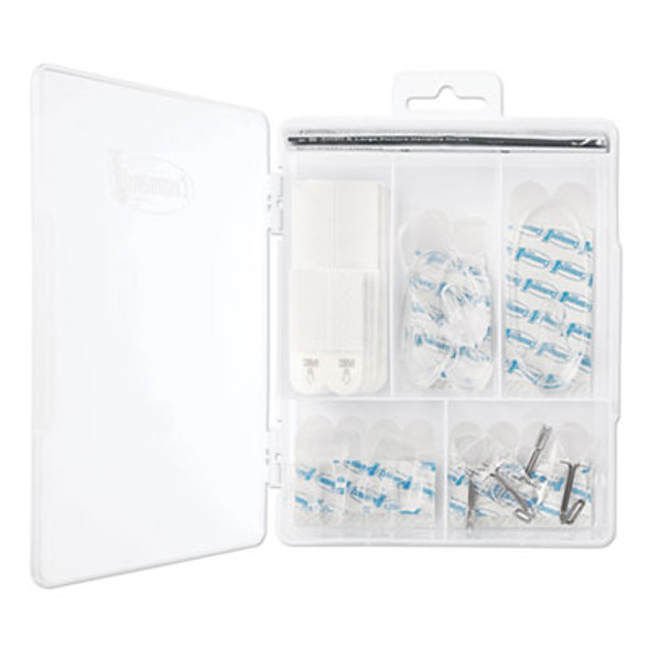 Clear Hooks And Strips, Assorted Sizes, Plastic, 0.05 Lb; 2 Lb; 4-16 Lb Capacities, 16 Picture Strips/15 Hooks/22 Strips/Pack