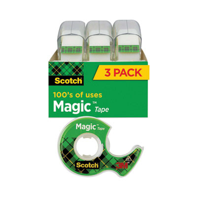Magic Tape In Handheld Dispenser, 1" Core, 0.75" X 25 Ft, Clear, 3/Pack