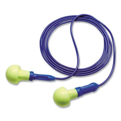 E-A-Rpush-Ins Earplugs, Corded, Metal Detectable, 28 Db Nrr, One Size Fits Most, Yellow Spherical Pod Plugs, 200 Pairs/Box