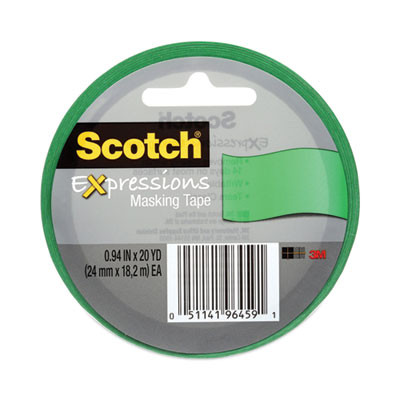 Expressions Masking Tape, 3" Core, 0.94" X 20 Yds, Primary Green