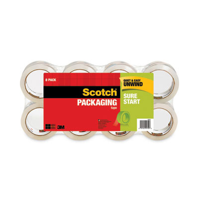 Sure Start Packaging Tape, 3" Core, 1.88" X 54.6 Yds, Clear, 8/Pack