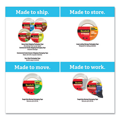 Tough Grip Moving Packaging Tape, 3" Core, 1.88" X 43.7 Yds, Clear, 6/Pack