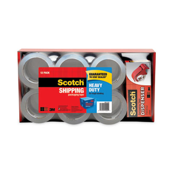 3850 Heavy-Duty Packaging Tape With Dp300 Dispenser, 3" Core, 1.88" X 54.6 Yds, Clear, 12/Pack
