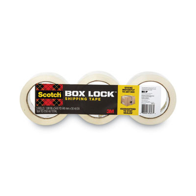 Box Lock Shipping Packaging Tape, 3" Core, 1.88" X 54.6 Yds, Clear, 3/Pack