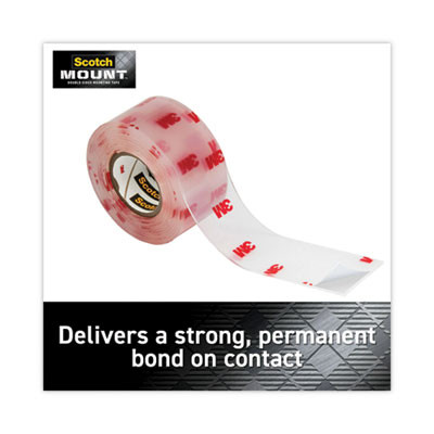 Permanent Clear Mounting Tape, Holds Up To 15 Lb, 1" x 60", Clear