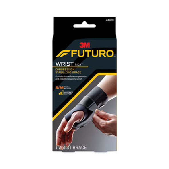 Energizing Wrist Support, Small/Medium, Fits Right Wrists 5.5" To 6.75", Black, 12/Carton