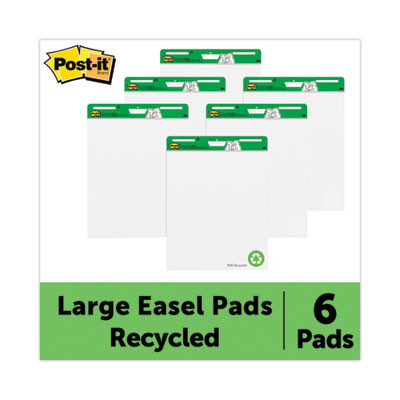 Vertical-Orientation Self-Stick Easel Pads, Unruled, (30) White 25" x 30" Sheets, 6/Carton