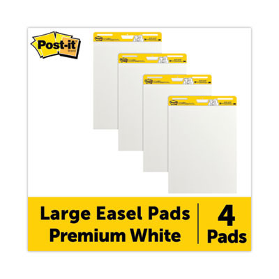 Vertical-Orientation Self-Stick Easel Pads, Unruled, (30) White 25 x 30 Sheets, 4/Carton