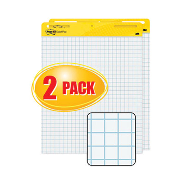 Vertical-Orientation Self-Stick Easel Pads, Quadrille Rule (1 Sq/In), 25 x 30, White, 30 Sheets, 2/Carton