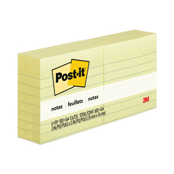 Original Pads In Canary Yellow, Note Ruled, 3" x 3", 100 Sheets/Pad, 6 Pads/Pack