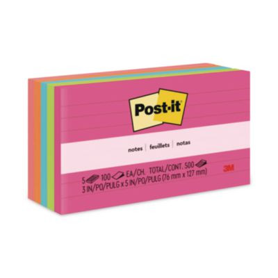 Original Pads In Poptimistic Collection Colors, Note Ruled, 3" x 5", 100 Sheets/Pad, 5 Pads/Pack