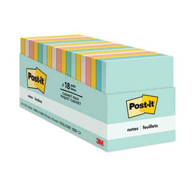 Original Pads In Beachside Cafe Collection Colors, Cabinet Pack, 3" x 3", 100 Sheets/Pad, 18 Pads/Pack