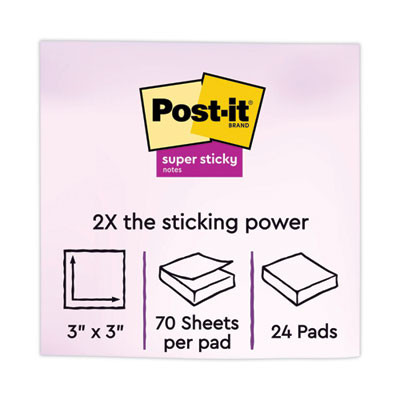 Pads In Energy Boost Collection Colors, Cabinet Pack, 3" x 3", 70 Sheets/Pad, 24 Pads/Pack