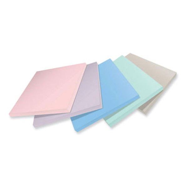 100% Recycled Paper Super Sticky Notes, 3" x 3", Wanderlust Pastels, 70 Sheets/Pad, 5 Pads/Pack