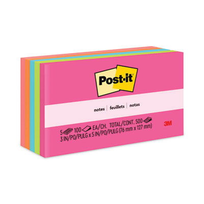 Original Pads In Poptimistic Collection Colors, 3" x 5", 100 Sheets/Pad, 5 Pads/Pack