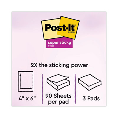Pads In Energy Boost Collection Colors, Note Ruled, 4" x 6", 90 Sheets/Pad, 3 Pads/Pack