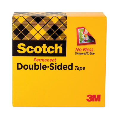 Double-Sided Tape, 3" Core, 0.5" X 36 Yds, Clear