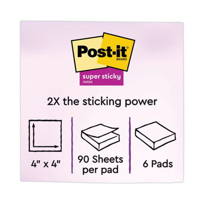 Pads In Energy Boost Collection Colors, Note Ruled, 4" x 4", 90 Sheets/Pad, 6 Pads/Pack
